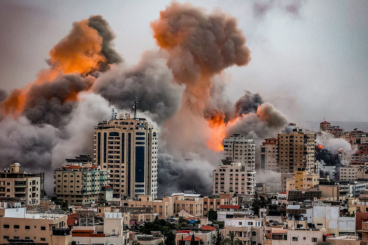 Israel bombs the Gaza Strip on October 9, 2024.